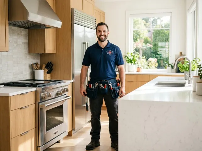 Appliance Repair Hero technician in a Blythe, CA kitchen after an appliance repair